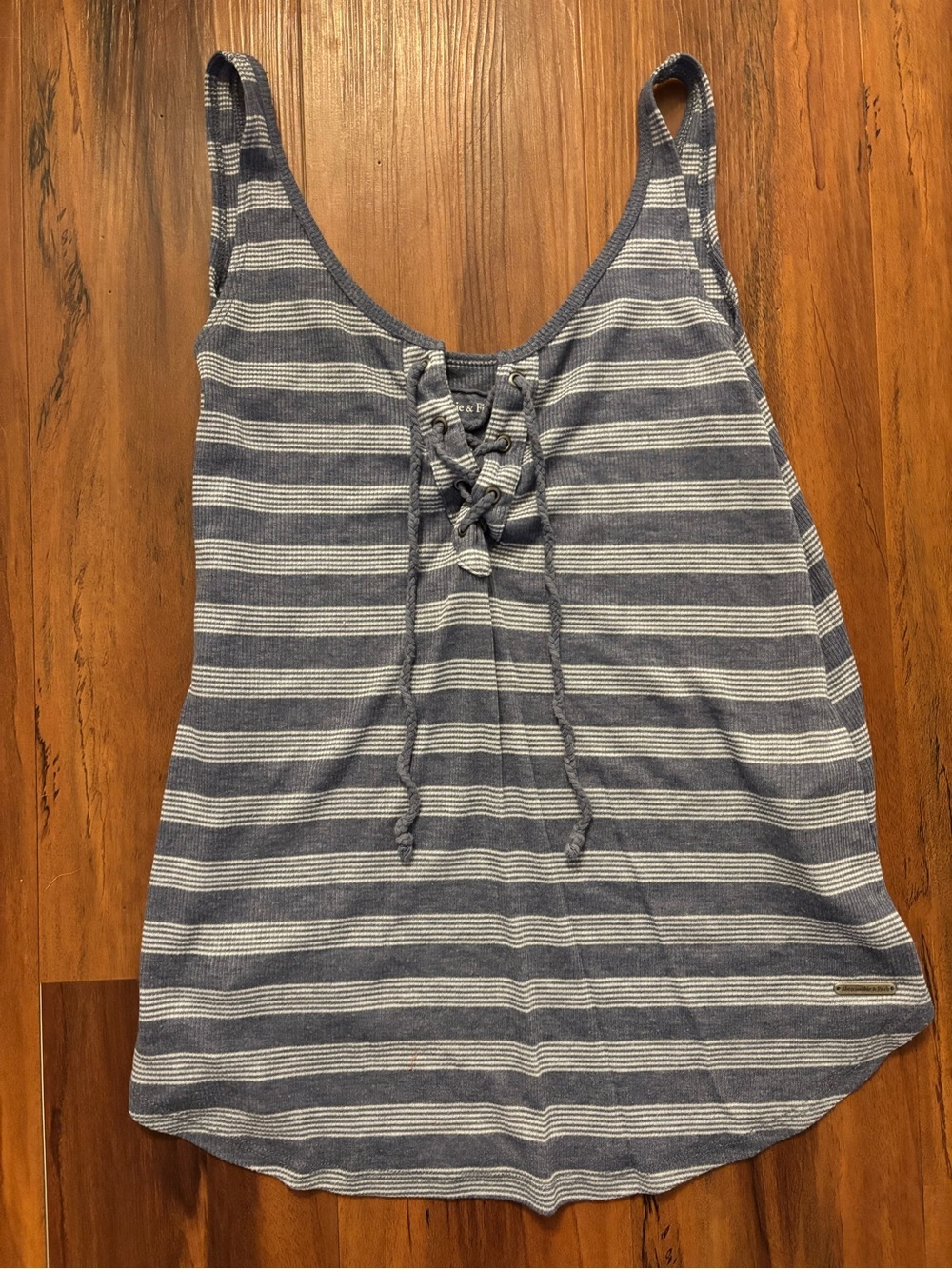 Women’s Abercrombie & Fitch Striped Blue Lace-Up Tank Top